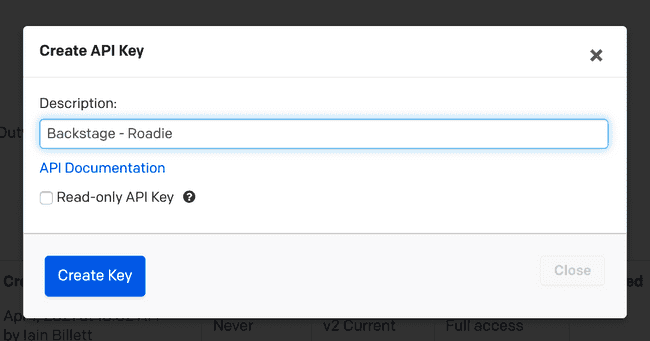 Create key modal